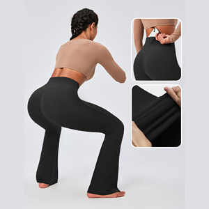 Flare <b>Leggings</b> For Women High Waist Crossover Yoga Pants High Quality Soft Athletic <b>Flared</b> Trousers Compression Gym Wear - Product Image 5