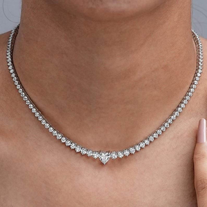 Collar de Tenis de Lujo con Moissanita en Forma de Corazón, Cadena Elegante con Aspecto de Diamante, Plata 925, Joyería Fina Iced Out, Regalo para Mujer, Estilo Boda - Product Image 2