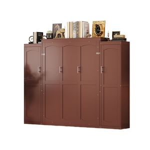 Multifunctional Full-Size Wooden Murphy <b>Bed</b> <b>with</b> 2 Wardrobe <b>Storage</b> Shelf Foldable <b>Platform</b> Bedframe by Gu - Product Image 6