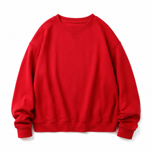 Wholesale OEM ODM Womens Sweatshirts 80% Cotton 20% Polyester 360gsm Red Oversized Blank Crewneck Sweatshirt Casual - Product Image 2