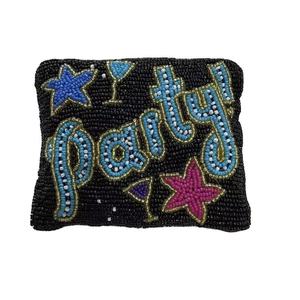 Handmade Beaded Coin Purse Party Theme Rectangular Shape Textile Craft Embroidery Design Multicolor <b>Stars</b> and Letters - Product Image 1