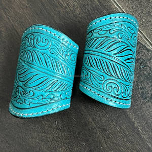 New Turquoise Full Tooled Leather Scarf Holder Western Style Wear Cowgirl Fashion Accessory For <b>Bandanas</b> Wild Rags and Neckwear - Product Image 4