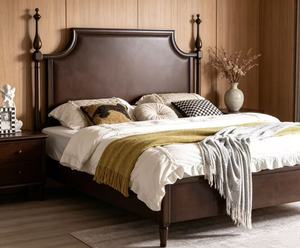 New Arrival American Traditional Solid Wood Queen <b>Bed</b> with High Headboard for Bedroom Furniture - Product Image 3