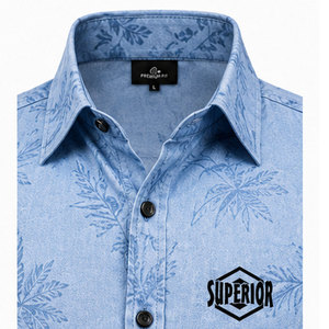 เสื้อเชิ้ตผ้าฝ้ายพิมพ์ลายแฟชั่นสำหรับผู้ชาย ดีไซน์ทันสมัย สวมใส่สบายในชีวิตประจำวัน รับผลิตแบบ OEM / ODM - Product Image 3