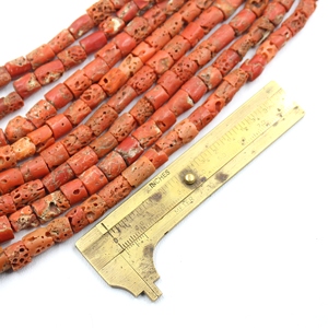 Cuentas de coral rojo italiano natural en forma de tubo liso, cuentas sueltas de piedras preciosas hechas a mano de 18 pulgadas, precio de mayoreo directo de fábrica. - Product Image 1