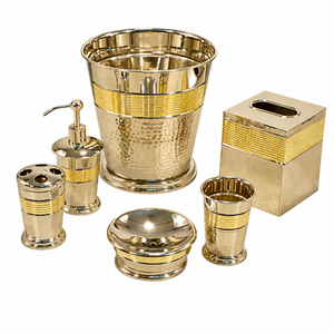 Custom Wholesale Eco-Friendly Metal Bathroom Sets Luxury Electroplated Gold Stainless Steel Brass Bath Set <b>Toothbrush</b> <b>Holder</b> - Product Image 6
