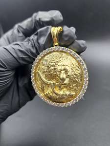 Colgante Redondo de Cabeza de León con Moissanita VVS, Plata 925, Estilo Hip Hop, Colgante Personalizado con Incrustaciones de Piedras, Regalo de Cumpleaños para Hombre - Product Image 5