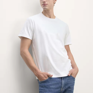 Camiseta Blanca de Algodón para Hombre, Color Sólido, Informal, Tejida, Transpirable, para Verano, con Logotipo Frontal, Estilo Urbano - Product Image 2