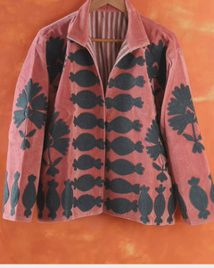 Chaqueta Bomber de Terciopelo Bordada a Mano con Estampado Floral, Manga Larga, Cuello Camisero, Reversible, Ropa de Invierno para Mujer - Product Image 1