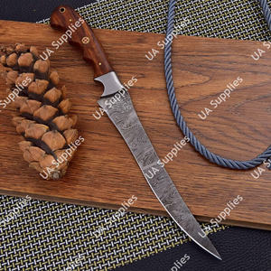 มีดแล่เนื้อปลาดามัสกัสแบบพรีเมียม ตีขึ้นรูปด้วยมือ ใบมีดลายสวยงามคุณภาพสูง ด้ามไม้คมกริบพิเศษ  ขั้นต่ำในการสั่งซื้อน้อย - Product Image 3