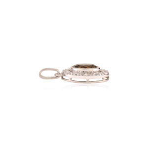 Colgante Elegante de Cuarzo Ahumado con Halo de Plata 925 y Marco de Diamantes, Joyería Fina al por Mayor para Mujer - Product Image 5
