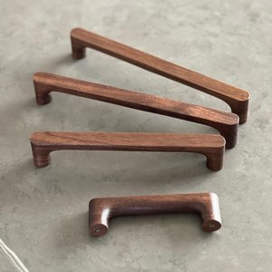 Eco-Friendly Wooden Handles Solid Wood Cabinet Knob Set Stylish Walnut <b>Drawer</b> <b>Pulls</b> Modern Rustic Cabinet Handles Wooden Handles - Product Image 3