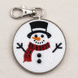 Handmade Beaded Santa Claus Keychain Christmas Decoration Cute Style Glass Beaded Backpack Charm Ornament - Product Image 5