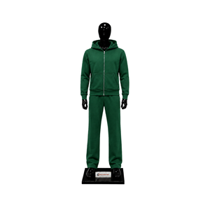 Conjunto de chándal verde para hombre con sudadera con cremallera completa y pantalones deportivos de pierna recta, ropa deportiva informal, traje de jogging liso, venta al por mayor, ropa personalizada. - Product Image 1