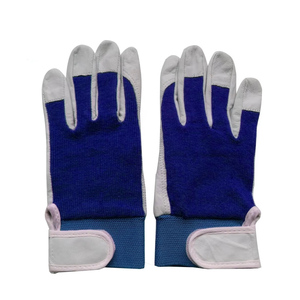 Gants de travail industriels robustes en cuir marron et blanc de qualité supérieure avec sangle de poignet réglable pour une protection optimale - Product Image 4