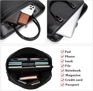 Maletín de Cuero Genuino al por Mayor para Hombre y Mujer, Negro, Gran Capacidad, Resistente, para Portátil, Bolso de Diseño, Logotipo Personalizado OEM 2026 - Product Image 6