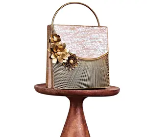 奢华手提包为可爱黄铜珍珠母手提包最优质的离合器婚礼由奢华工艺品低价