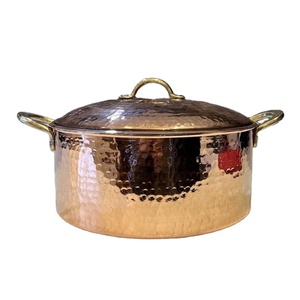 Casserole en cuivre de style vintage avec couvercle et poignées en laiton, fait main, pour la cuisine - Product Image 4