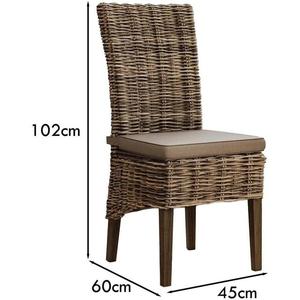 Rattan Wicker <b>Dining</b> <b>Chair</b> <b>Cushioned</b> Seat High Back Indoor Garden Side <b>Chair</b> for Home Apartment Balcony - Product Image 2
