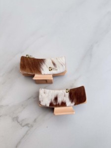 Pinzas de Pelo de Cuero Vacuno Personalizadas al por Mayor, Pinzas de Pelo Elegantes y de Lujo de Cuero Genuino para Mujer, Accesorios para el Cabello - Product Image 3