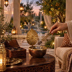 Brûleur à Bakhoor en bois et acier inoxydable |   Porte-encens rond en bois d'oud arabe avec couvercle à charnière, décoration islamique pour la maison, cadeau de luxe pour Ramadan et l'Aïd - Product Image 3