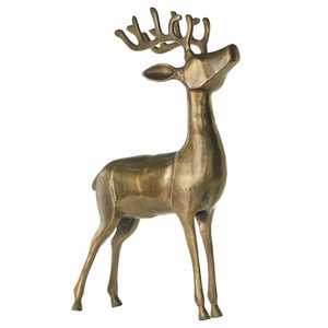 Juego de dos centros de mesa con cabezas de ciervo doradas, estatuas decorativas de bronce para decoración de mesa navideña, decoración de lujo para las fiestas. - Product Image 3