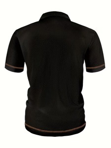 เสื้อเชิ้ตแขนสั้นลำลองผู้ชายขายส่ง ปักโลโก้ได้ ลายเรียบ น้ำหนัก 220 กรัม ผ้าถักโพลีเอสเตอร์/คอตตอน ระบายอากาศ แห้งเร็ว - Product Image 4