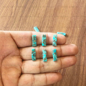 Blue Turquoise Polished Long Rectangle Bar Shape Flatback Cabochon Gemstone Jewelry Wholesale Supplier Jewelry Making - Product Image 3
