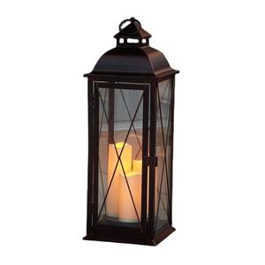 Bougeoir rectangulaire en métal de fer noir antique élégant vintage longue lanterne décoration murale Amazon Top Pick Christmas Ins Home - Product Image 1