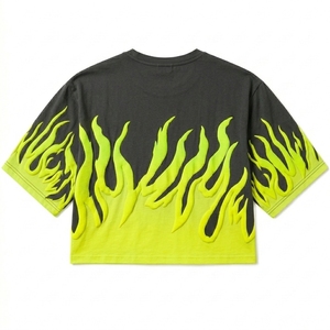 T-shirt court streetwear oversize pour homme avec impression en relief, 100 % coton tricoté 240 g, motif avant, décontracté - Product Image 4