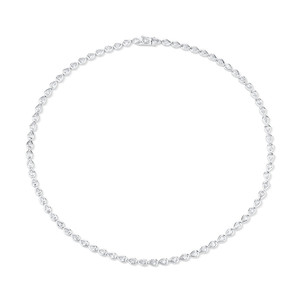 Collar tipo gargantilla de tenis chapado en platino con diamante natural en forma de pera engastado en oro macizo de 14K, certificado IGI, venta al por mayor y al por menor OEM - Product Image 1