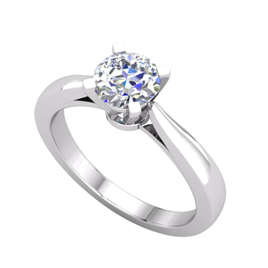 Divya Creations - Anillo de Plata 925 con Diamante Cultivado en Laboratorio de Alta Calidad para Mujer, Chapado en Rodio, Color E, Lujo, 0.5 ct, Corte Brillante, Certificado IGI - Product Image 1