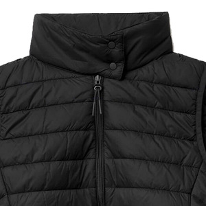 Unisex <b>Black</b> Stand Collar Puffer <b>Vest</b> Windproof Winter Outerwear Formal Style Zipper Closure Solid Color Breathable Quick Dry - Product Image 5