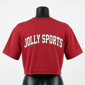 Camiseta Corta de Algodón Premium de 180 GSM para Mujer, Camiseta Corta Roja Personalizada con Estampado en Serigrafía y Parche de Goma - Product Image 2