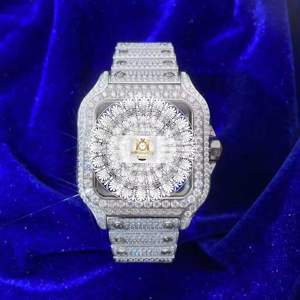 Elite Mens <b>Iced</b> <b>Out</b> Moissanite <b>Watch</b> VVS 20 To 35 Carat Analog Digital Quartz Round Case 10 Bar Water Resistant Luxury - Product Image 1