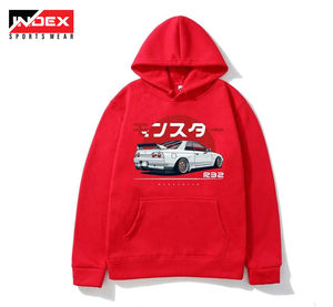 Felpa con Cappuccio Rosa da Uomo, Stampa Auto R32 Skyline, Abbigliamento Casual Autunnale, Vestibilità Regolare, Cotone Felpato con Tasche - Product Image 6