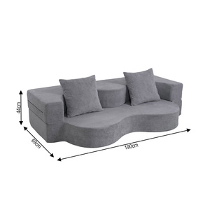 Modern Convertible Foldable Full Foam <b>Sofa</b> Bed Modular <b>Floor</b> Couch Velvet Fabric Living Hotel Apartment - Product Image 6