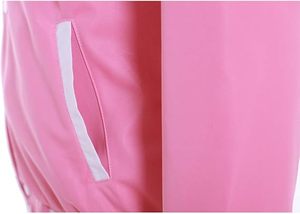 <b>Pink</b> Varsity <b>Jacket</b> Regular Fit Button Closure Solid Color Polyester Material Unisex Preppy Style Spring Wear - Product Image 3
