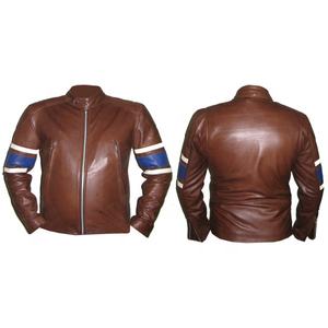 Veste bomber en cuir véritable pour homme, grande taille, de qualité supérieure, imperméable, respirante, fermeture éclair, col montant, fourrure de mouton - Product Image 3