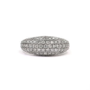 Round Brilliant Cut Pave Set Iced Out Moissanite Diamond Dome Signet Ring Multi <b>Row</b> Style Hip Hop Ring Sterling Silver Jewelry - Product Image 1