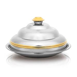 Modern Luxury Metal Serving <b>Bowl</b> <b>with</b> Gold Rim <b>Lid</b> Polished Finish Durable & Dishwasher Safe Party & Gifting Occasion - Product Image 5