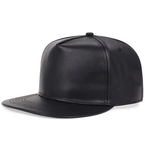 Gorra de Béisbol Plana de Cuero PU Negro, Ajustable con Broche, Bordado 3D, Unisex, para Viajes y Uso Casual - Product Image 5