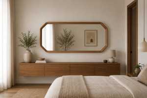 Modern Octagonal Wooden Frame Full Length <b>Wall</b> <b>Mirror</b> Minimalist Aesthetic Dressing Floor <b>Mirror</b> Home Living Room Bedroom Decor - Product Image 5