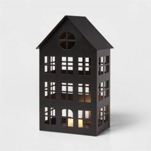 Nordic Style Black Metal House Candle Holder <b>Set</b> Iron Tea Light <b>Lantern</b> for Christmas Village Home Decor Tabletop Centerpiece - Product Image 5