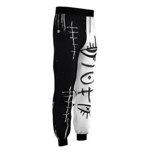 Pantalones Deportivos Negros Bordados para Hombre con Cara Sonriente Amarilla en la Pierna Izquierda, Joggers Casuales con Cintura Elástica y Cordón Ajustable para Otoño - Product Image 4