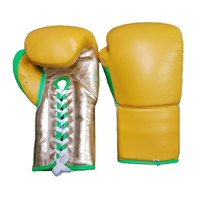Yellow Leather Boxing <b>Gloves</b> Lace-Up Wrist Closure for Adults Training Gear 16oz Martial Arts Equipment Factory Price adults men - Product Image 1