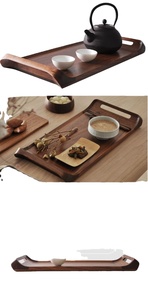 ถาดไม้วอลนัททรงกลมสีน้ำตาลชนบทขนาดเล็กออกแบบได้ตามที่ต้องการถาดใส่อาหารพร้อมที่จับถาดใส่สาร์ธรรมชาติ - Product Image 2