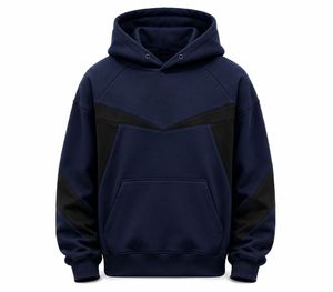 Sweat-shirt à capuche vert olive pour homme, design color block, coupe ample, streetwear, poche avant, tricoté en polyester polaire, hiver - Product Image 4