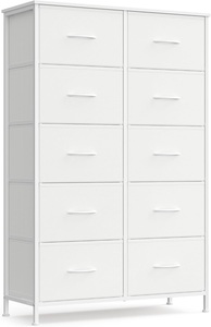 Commode blanche moderne à 10 tiroirs pour chambre à coucher - Product Image 1