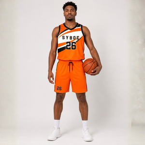 Ensemble d'uniformes de basketball orange personnalisés, maillot et short sublimés, bande latérale sur la poitrine, nom et numéro de l'équipe, vente en gros - Product Image 1
